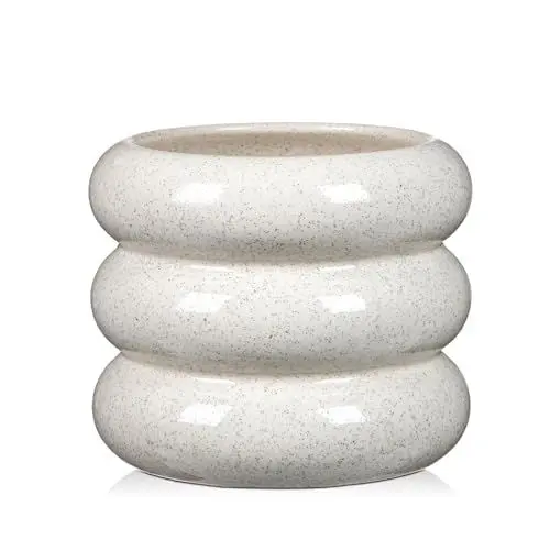 Produktbild: Arborus Keramik Blumentopf 15 cm Bubble Blumentopf Blumenübertopf Wasserdicht Riffel Übertopf Klein Blumenkübel Pflanzkübel Gartentopf mit Entwässerungsloch Vase für Innen Außen Ästhetik Deko