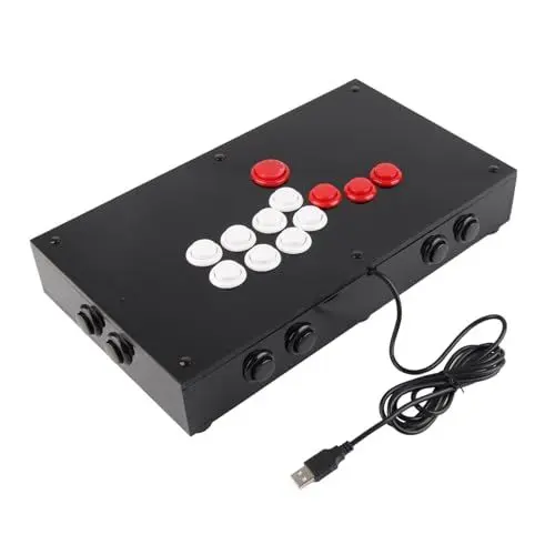 Produktbild: Fight Stick für PS3 Steam PC mit Präziser Steuerung, Sanwa-Tasten, Pfeiltasten Im Tastaturstil, Rutschfeste Unterseite