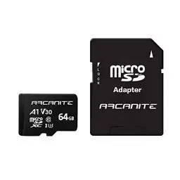 Produktbild: ARCANITE 64 GB microSDXC-Speicherkarte mit Adapter - A1, UHS-I U3, V30, 4K, C10, MicroSD, Lesegeschwindigkeit von bis zu 90 MB/s