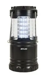 Produktbild: Arcas 30720007 - Camping Laterne mit 30 LEDs, schwarz, mit Metallbügeln zum Aufhängen, Helligkeit 120 Lumen, batteriebetrieben, ideal für Camping, Bootstouren oder Gartenpartys, 8.8 x 8.8 x 12.4 cm