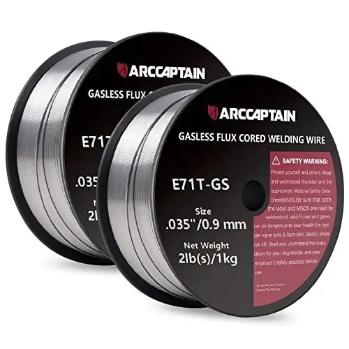Produktbild: ARCCAPTAIN Fülldraht 0,9mm 2KG E71T-GS MIG Schweißdraht für Schweißgerät ohne Gas MIG/MAG FLUX Schweißdraht with TÜV Geprüft, D100 Drahtrolle mit 20mm Dorn, Packung 2