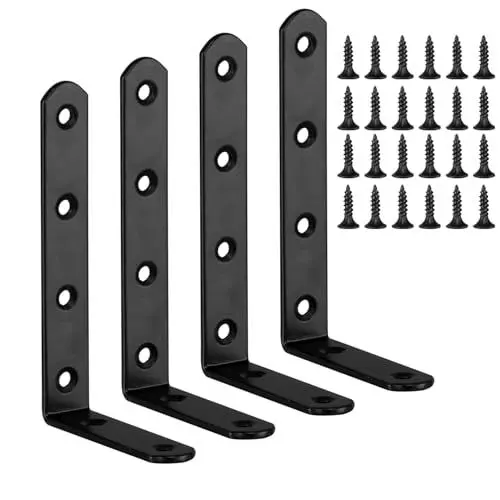 Produktbild: Arcjunys Regalhalterung Winkel Metall L Förmige Schwerlastwinkel Shelf Bracket 4 Stücke Regalwinkel Regalträger mit Schrauben für Wandhalterung Regal Eckregal Hölzern Möbel 125x75 mm