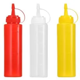 Produktbild: Arcjunys Squeeze Flasche Plastik Quetschflasche mit Kappen Dosierflasche 230ml 8oz Spritzflasche Saucenflasche Squeeze Bottle Condiment Flaschen für Ketchup Saucen Senf Salatdressing Mayo 3 Stück