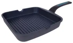 Produktbild: ARCOS Thera Antihaft-Grillpfanne 24x24 cm für Induktion, Gas und Ceranfeld. Grill aus Gusseisen mit abnehmbarem ergonomischem Griff und SPÜLMASCHINENFEST Farbe Schwarz und Blau