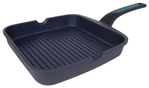 Produktbild: ARCOS Thera Antihaft-Grillpfanne 24x24 cm für Induktion, Gas und Ceranfeld. Grill aus Gusseisen mit abnehmbarem ergonomischem Griff und SPÜLMASCHINENFEST Farbe Schwarz und Blau