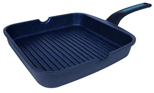 Produktbild: Arcos Serie Thera | Antihaft-Grillpfanne | Aluminiumguss | Geeignet für jede Küche | Ergonomischer Kunststoff- und Silikongriff | Energiesparsystem | Spülmaschinenfest | Schwarz und Blau (28x28 cm)