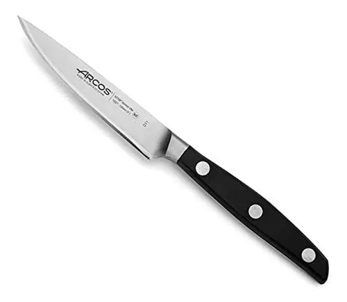 Produktbild: Arcos Schälmesser aus Edelstahl - Geschmiedet und Scharf für Obst und Gemüse - Ergonomischer Griff aus Polyoxymethylen, Klinge 100 mm - Schwarz, Serie Manhattan