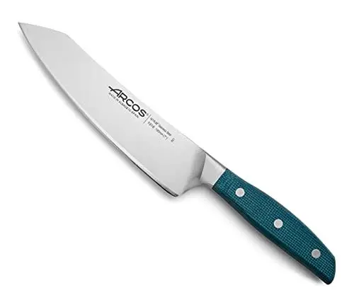 Produktbild: Arcos 191623 Serie Brooklyn - Santoku Messer Messer Asiatischer Art- Klinge aus Nitrum geschmiedetem Edelstahl 190 mm - HandGriff Micarta Farbe Blau (Seiden klinge)