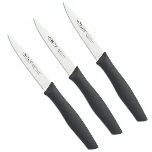 Produktbild: Arcos Mondmesser-Set mit 100 mm Klinge aus Edelstahl - Griffe aus Polypropylen, Ideal für Schälen, Spülmaschinengeeignet - Schwarz, Serie Nova