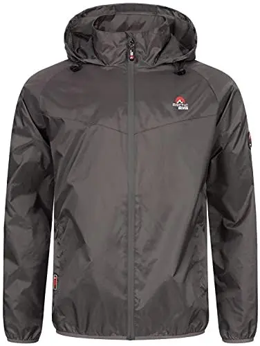 Produktbild: Arctic Seven Herren Regenjacke leicht Outdoor Übergangsjacke mit Kapuze (AS-284-Dunkelgrau-Gr.L)