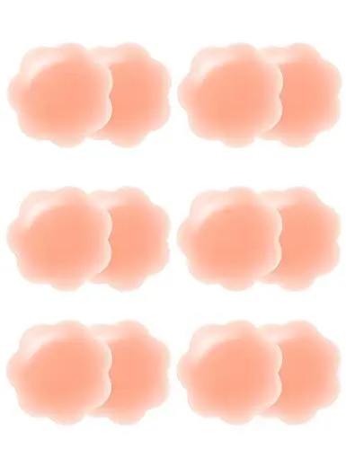 Produktbild: Arctic Penguin Nippel Abdeckungen Wiederverwendbar Nipple Cover Silikon Wasserfest Hautfarben für Frauen Gel Nippelpads Sexy Selbstklebend Nippelabdeckung Bikini Brustwarzenabdeckung (Blütenblatt-6)