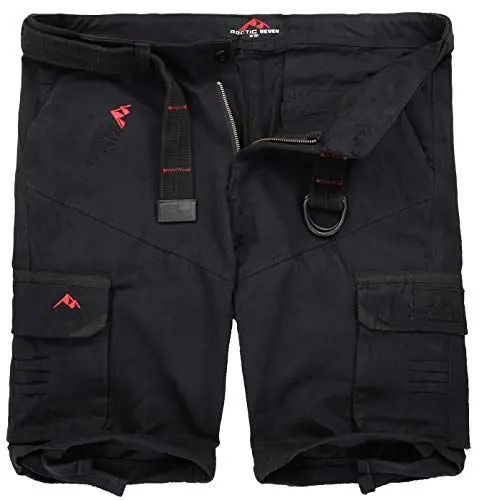 Produktbild: Arctic Seven Herren Cargo Shorts inkl. passendem Gürtel AS-129 (AS-129-Schwarz-W32)
