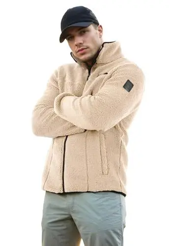Produktbild: Arctic Seven Herren Fleecejacke (S-3XL) - Leicht, Flauschig, Atmungsaktiv, Hoher Kragen, Übergangsjacke Warme Jacke Männer - AS-335 Beige X-Large