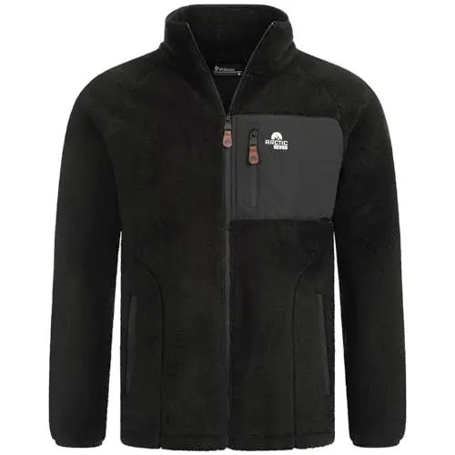 Produktbild: Arctic Seven Herren Fleecejacke (S-3XL) - Leicht, Flauschig, Atmungsaktiv, Hoher Kragen, Übergangsjacke Warme Jacke Männer - AS-415 Schwarz Medium