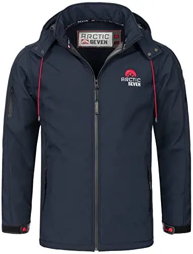 Produktbild: Arctic Seven Herren Softshell Jacke Funktionsjacke Outdoor Regenjacke Atmungsaktiv Fleece Innenfutter AS087 (AS-087-Navy-Gr.3XL)