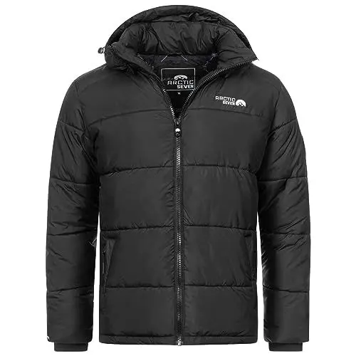 Produktbild: Arctic Seven Herren Winter Stepp Jacke gesteppte Winterjacke warm Kapuze AS-333 (AS-333 -Schwarz-Gr.M)