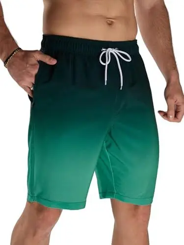 Produktbild: Arcweg Badehose Herren Badeshorts Schnelltrocknende Badeshorts Männer Jungen Schwimmhose Boardshorts für Männer mit Verstellbarem Tunnelzug Schwarz-Grün L(EU)