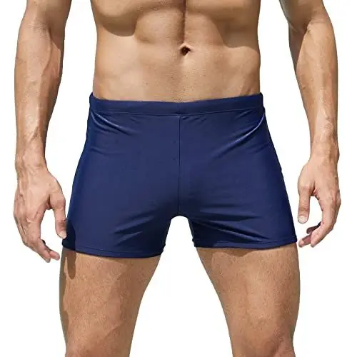 Produktbild: Arcweg Badehose Herren Eng Kurz Badeshorts mit Tunnelzug Elastische Schwimmhose mit herausnehmbarem Pad Wassersport Kurze Hose UV Schutz Schwimmwear Marineblaue Haihaut S（EU
