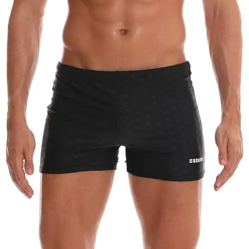Produktbild: Arcweg Badehose Herren Eng Kurz Badeshorts mit Tunnelzug Elastische Schwimmhose mit herausnehmbarem Pad Wassersport Kurze Hose UV Schutz Schwimmwear Schwarz S（EU