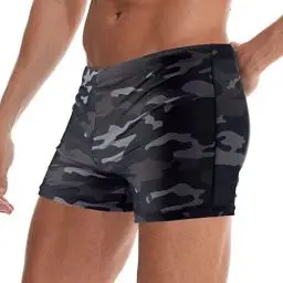 Produktbild: Arcweg Badehose Herren Eng Kurz Badeshorts mit Tunnelzug Schwimmhose Peinlichkeit Vermeidendes Pad Wassersport Kurze Hose UV Schutz Jungen Schwimmwear Tarnfarbe XL（EU