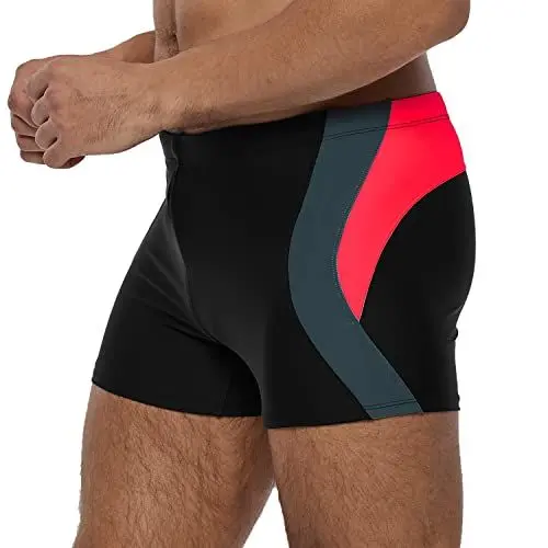 Produktbild: Arcweg Badehose Herren Eng Kurz Badeshorts mit Tunnelzug Schwimmhose Wassersport Kurze Hose UV Schutz Jungen Schwimmwear Schulschwimmen Schwarz S（EU