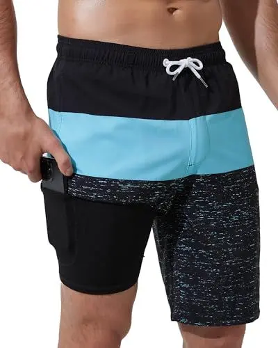 Produktbild: Arcweg Badehose für Herren Badeshorts mit Kompression 2 in 1 Swimming Shorts Schnelltrocknend Männer Kurz Strandhose Mit Reißverschlusstasche Strandshorts L （EU）