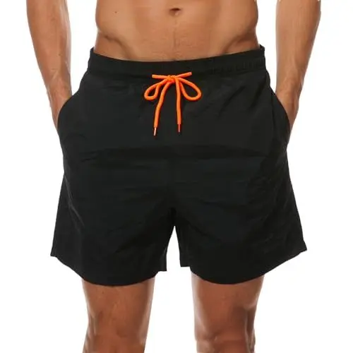 Produktbild: Arcweg Badehose für Herren Jungen Badeshorts für Männer Kurz Schnelltrocknend Beachshorts Boardshorts Strand Shorts mit Mesh-Futter und Verstellbarem Tunnelzug New Schwarz XXL(EU)