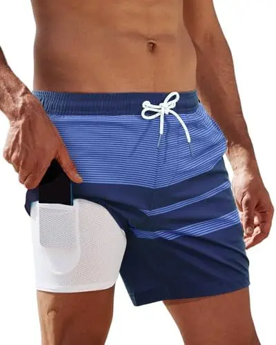 Produktbild: Arcweg Herren Badehose Badeshorts mit Kompression Liner 2 in 1 lässige Swim Shorts Kurz 5.5