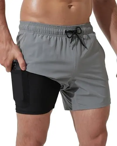 Produktbild: Arcweg Herren Badehose mit Kompression Badeshorts 2 in 1 Schnelltrocknend Schwimmhose 5.5