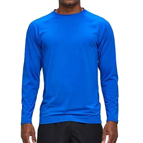 Produktbild: Arcweg Langarmshirt Herren Rash Guards Farbecht UV Schutz Funktionsshirt Langarm Shirt Schnelltrocknend Atmungsaktiv Wandershirt UPF 50+ Sonnenschutz Jungen Surf Laufen Angeln Wandern Blau EU L