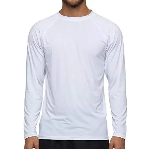 Produktbild: Arcweg Langarmshirt Herren Rash Guards Farbecht UV Schutz Funktionsshirt Langarm Shirt Schnelltrocknend Atmungsaktiv Wandershirt UPF 50+ Sonnenschutz Jungen Surf Laufen Angeln Wandern weiß EU XL
