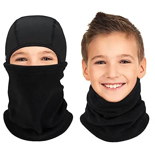 Produktbild: Arcweg Sturmhaube Balaclava Winter Kinder Skimaske Jungen Mädchen Atmungsaktiv Sturm Haube Antistatisch Sturmmaske Warm Motorradmaske Elastizität Winddicht für Motorrad Fahrrad Laufen Schwarz