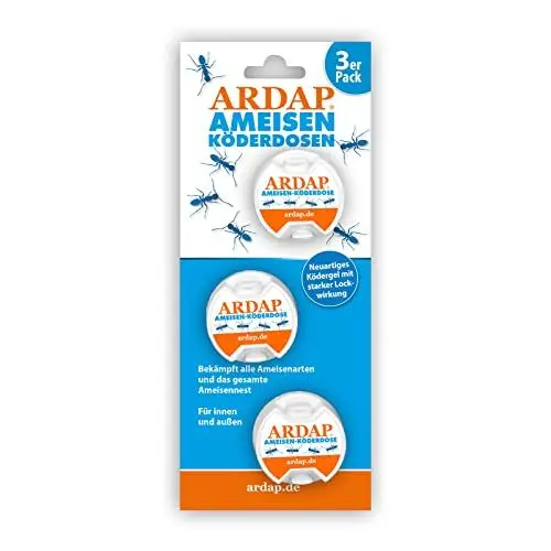 Produktbild: ARDAP Ameisenköder 3 Dosen - Ameisenköderdose als Ameisenfalle - Ameisen bekämpfen leicht gemacht - Ameisenköder für innen & draußen - Gegen Ameisen im Haus mit neuartigem Ködergel - Ameisengift