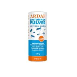 Produktbild: ARDAP Biotonnenpulver 500g - Anti Maden Biotonne - Mülltonnen Pulver - Gegen Fliegen, Maden, Ungeziefer & üble Gerüche - Stoppt üble Gerüche, biologisch abbaubar