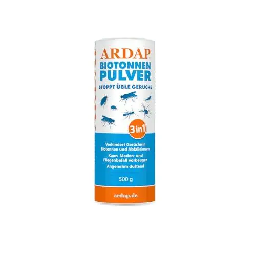 Produktbild: ARDAP Biotonnenpulver 500g - Anti Maden Biotonne - Mülltonnen Pulver - Gegen Fliegen, Maden, Ungeziefer & üble Gerüche - Stoppt üble Gerüche, biologisch abbaubar
