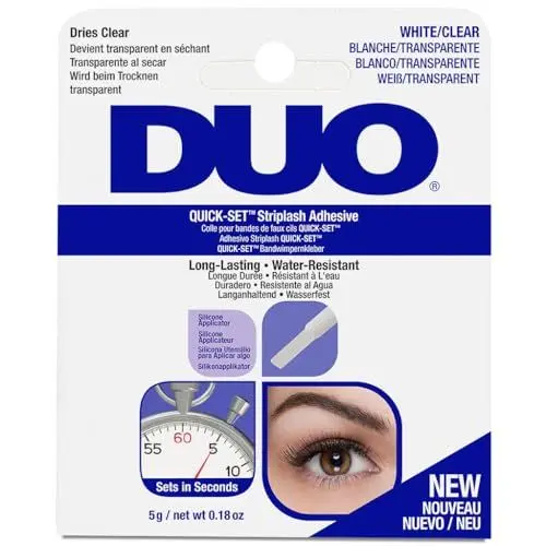 Produktbild: ARDELL DUO Wimpernkleber Transparent mit Schnelltrocken-Formel | Das Original für falsche Wimpern zum Kleben mit extra starkem Halt | Quickset mit Silikon Applikator Clear, wasserfest, 5gr.