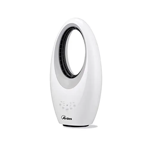 Produktbild: ARDES - Flügelloser Ventilator, leistungsstarker und leiser Ventilator mit Fernbedienung, LED-Nachtlicht, Touch-Bedienfeld und Timer, Modell Muna Bladeless AR5BL1, Weiß