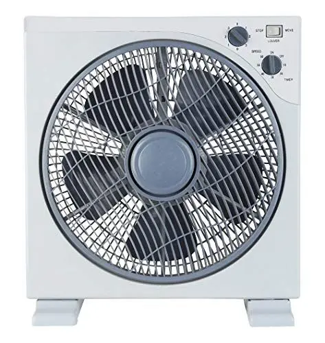 Produktbild: ARDES - Tragbarer quadratischer Tisch- oder Bodenventilator mit 5 Flügeln und 3 Intensitätsstufen, 360-Grad-Drehung und Timer, Bodenventilator, weiß, Box Floor AR5B29