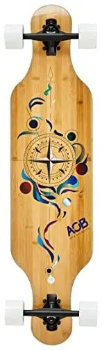 Produktbild: AreA AOB Longboards - Longboard Drop Through mit ABEC 7 - Longboard medium Flex aus Ahorn für Freeride, cruisen (Compass)