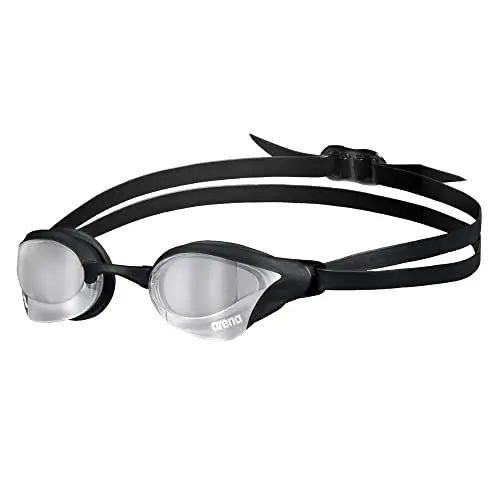 Produktbild: arena Cobra Core Swipe Mirror Unisex-Wettkampfbrille für Erwachsene, Schwimmbrille mit Gebogenen Spiegelgläsern, Anti-Beschlag, UV-Schutz, 5 Austauschbare Nasenstege, Silver