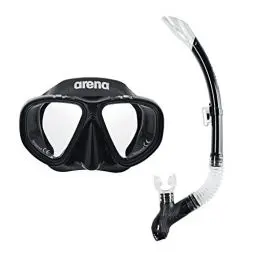 Produktbild: Arena Unisex Premium-Schnorchelset für Kinder, Maske und Schnorchel, Gestochen Scharfe Brillengläser, Geeignet für Meer und Pool, Einstellbarer Verschluss mit Schnalle, Schwarz