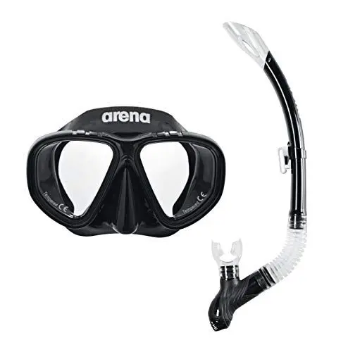 Produktbild: Arena Unisex Premium-Schnorchelset für Kinder, Maske und Schnorchel, Gestochen Scharfe Brillengläser, Geeignet für Meer und Pool, Einstellbarer Verschluss mit Schnalle, Schwarz