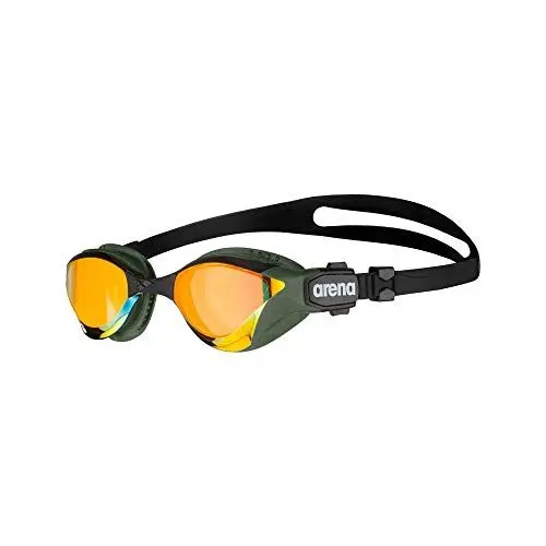 Produktbild: arena Cobra Tri Swipe Mirror Unisex Triathlonbrille für Erwachsene, Schwimmbrille mit Verspiegelten Gläsern, Anti-Beschlag, UV-Schutz, 3 Austauschbare Nasenstege, Yellow-Army