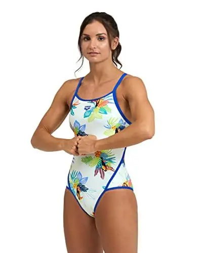 Produktbild: arena Damen Women's Toucan Super Fly Back One Piece Swimsuit, Neon Blue-White Multi, 30 EU