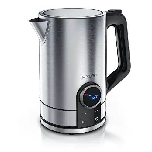 Produktbild: Arendo - Edelstahl Wasserkocher mit Temperatureinstellung 40-100 Grad - LED Display - 1,5 Liter - 2200 W - Teekocher mit Temperaturanzeige - GS
