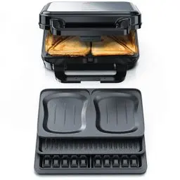Produktbild: Arendo - Sandwichmaker 3in1 Waffeleisen Kontaktgrill mit abnehmbaren Platten - mit Antihaftbeschichtung - BPA frei - Temperaturkontrolle – Sandwich Maker - Sandwichtoaster
