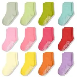 Produktbild: ARERWA Antirutschsocken Kinder 12 Paar Stoppersocken Kinder Rutschfeste Socken Baumwollmischung Crew Socken für 3-5 Jahre Kleinkind Mädchen