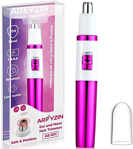 Produktbild: AREYZIN Nasenhaartrimmer Frauen Damen Schmerzloser Ohr und Nasenhaartrimmer für Frauen Augenbrauen Gesicht Ohr Haarschneider Nasenhaarschneider Professionell Wasserdicht Rose Lila