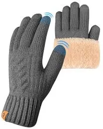 Produktbild: ARFNKIM Winterhandschuhe mit Fleecefutter, Herren und Damen Touchscreen Warme Gedehnt Dicke Strickhandschuhe Wollhandschuhe Thermohandschuhe Outdoor Winter Geschenke (grau)