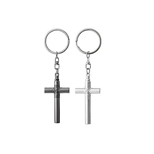 Produktbild: ARFUKA 2 Stück Trillerpfeife Notpfeife Signalpfeife Trainerpfeife Metall Kreuz Whistle mit Schlüsselanhänger für Outdoor Camping Wandern Jagen
